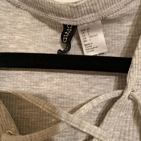 H&M Ribbed Heather Grey Front Lace-Up Dress - Picture 6 of 6